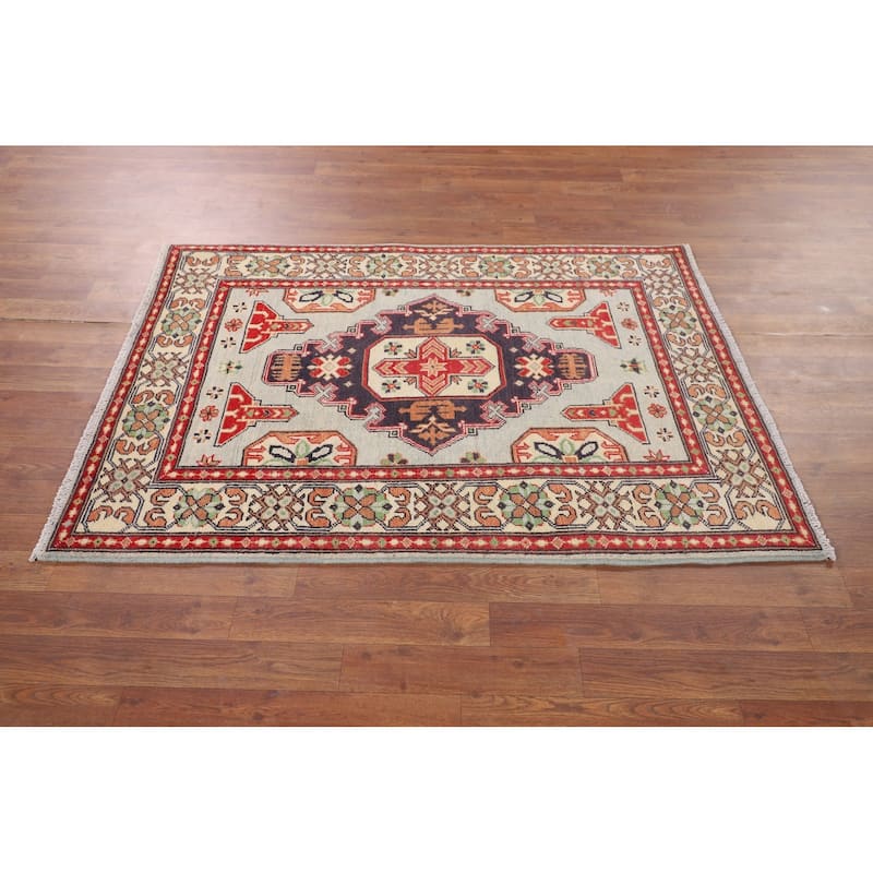 Kazak Oriental Foyer Rug Handmade Wool Carpet - 3'5" x 4'10"