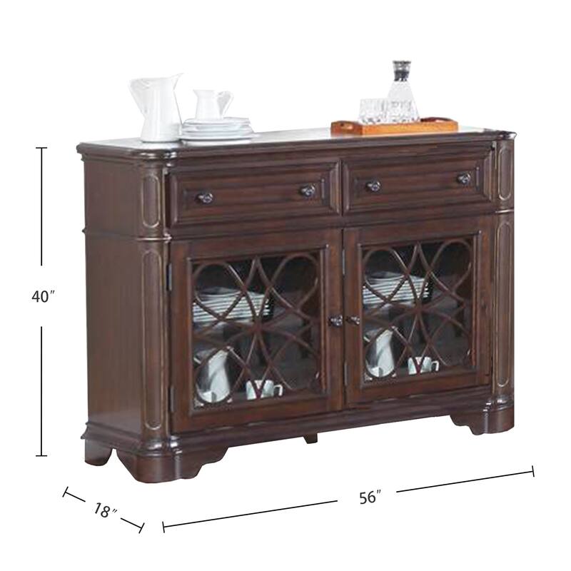 Wood Dining Server with 2 Drawers and 2 Doors