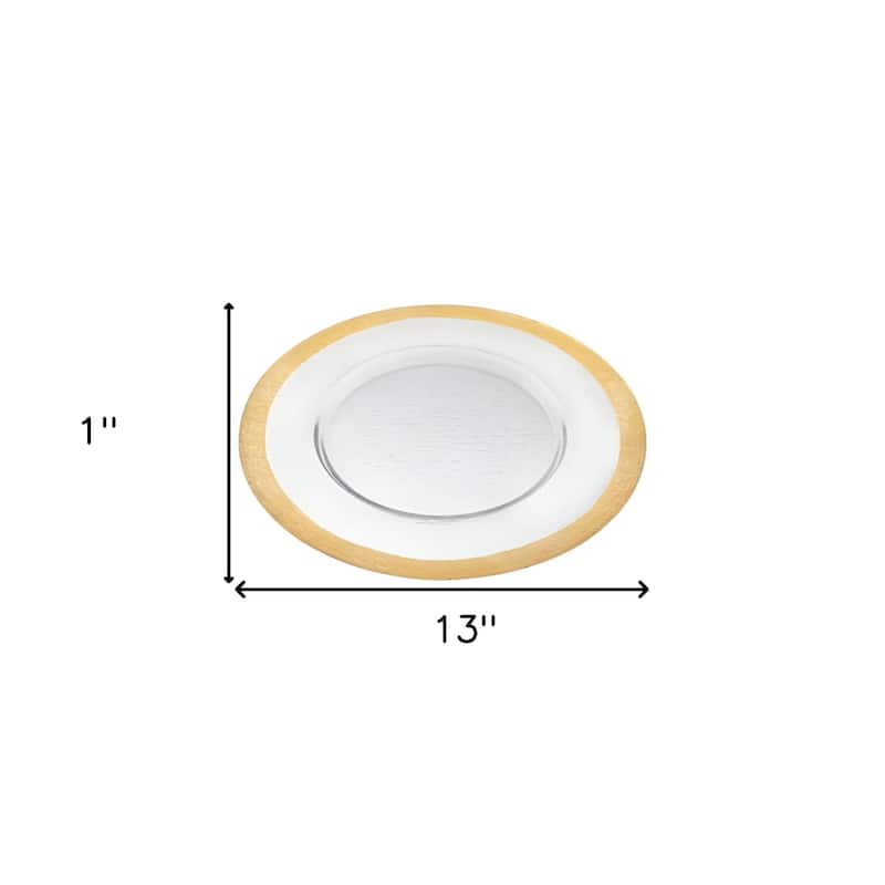 HomeRoots 13" Clear And Gold Glass Charger Plate