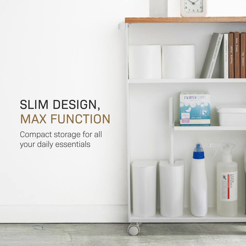 Yamazaki Home Rolling Storage Cart, Steel, Minimal Assembly - L 18.7 x W 5.12 x H 26.97 inches