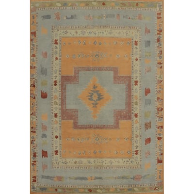 Vegetable Dye Gabbeh Turkish Area Rug Geometric Carpet - 9' 9'' X 8' 2''