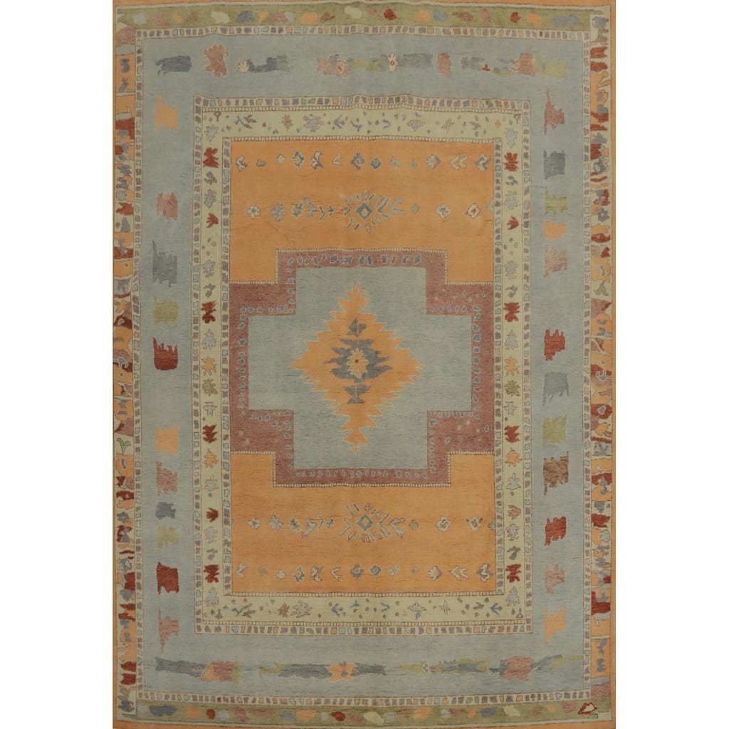 Vegetable Dye Gabbeh Turkish Area Rug Geometric Carpet - 9' 9'' X 8' 2''