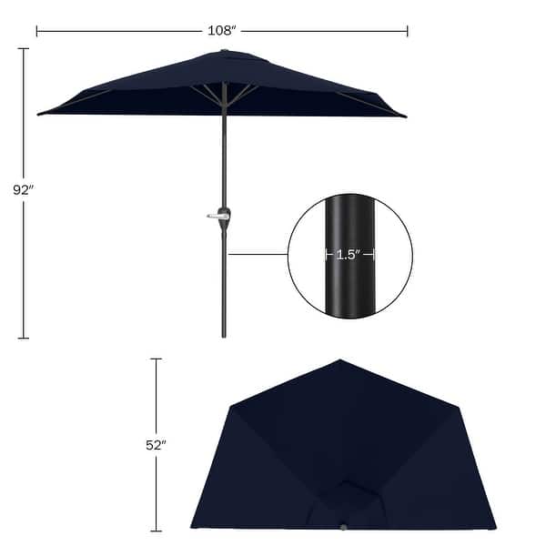 4 ft half patio umbrella Pure Garden 9-ft. Half Easy Crank Outdoor Patio Umbrella, Blue