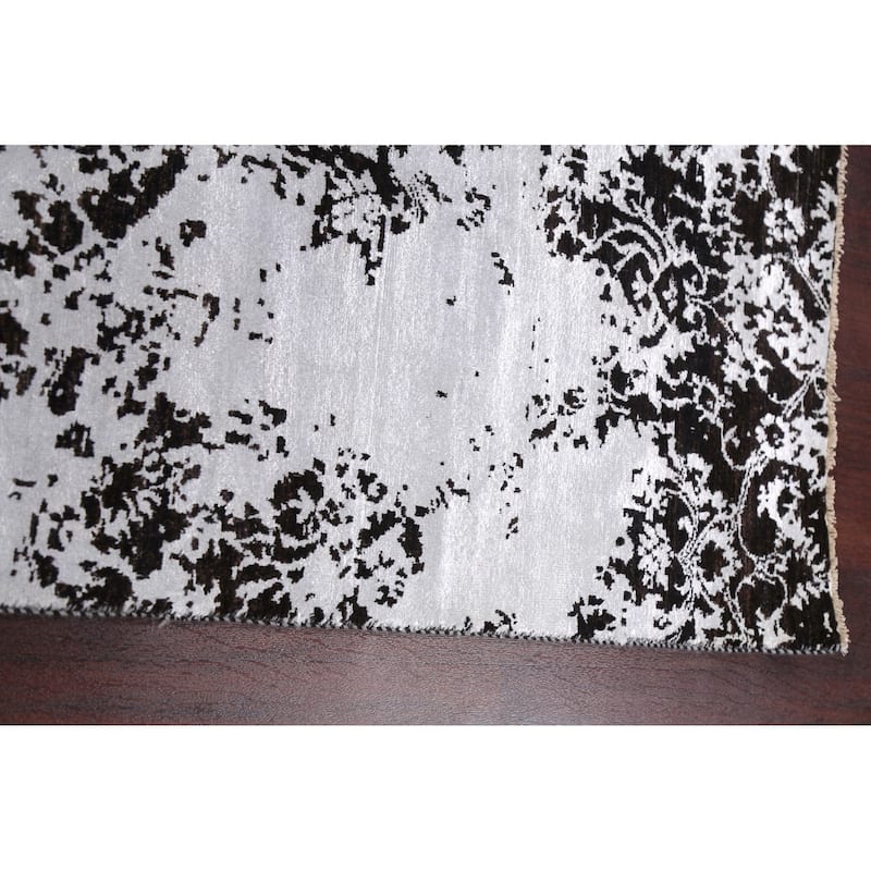 Wool/ Silk Distressed Abstract Oriental Staircase Runner Rug Handmade - 2'8" x 10'5"