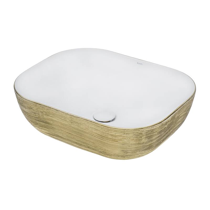 Ruvati 20 x 16 inch Bathroom Vessel Sink Gold Decorative Art Above Vanity Counter White Ceramic - RVB2016WG - 9' x 12'