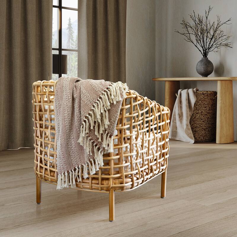 Indigo Road by Egypt Sherrod Anella Chevron Stripe Tasseled Cotton Rich 1-Piece Throw