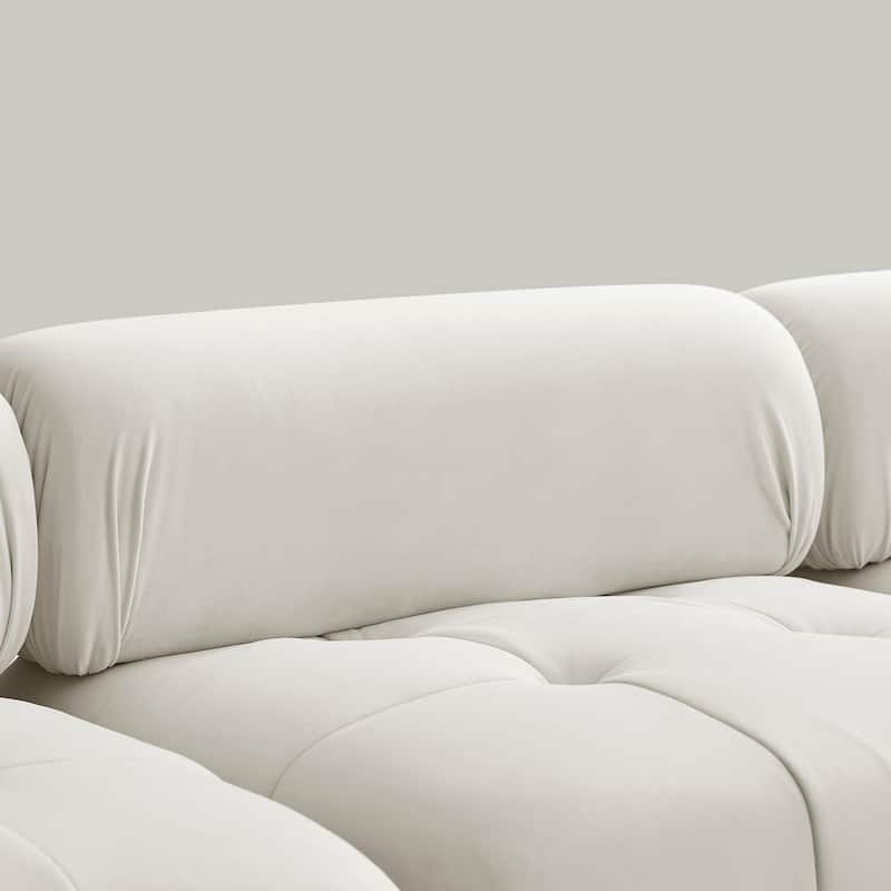 93" Velvet Modular Sectional Sofa with Button Tufted Design, Reversible Ottoman and DIY Combination