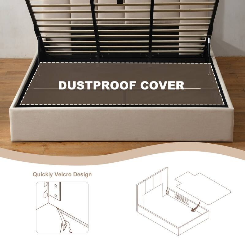 Full Size Lift-Up Storage Bed, White