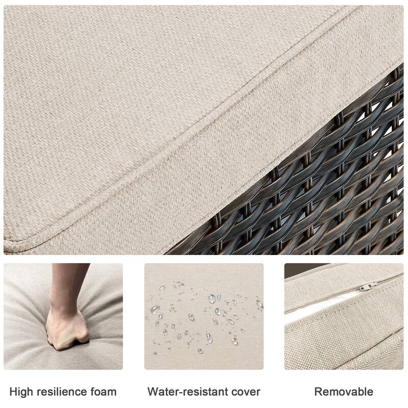 Patio Glider Chair Sofa with Fire Pit Table
