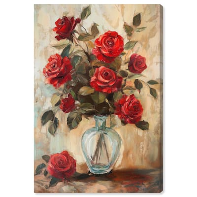 Ruby Roses in Riad Glass Canvas by Art Remedy, Gallery Wrapped