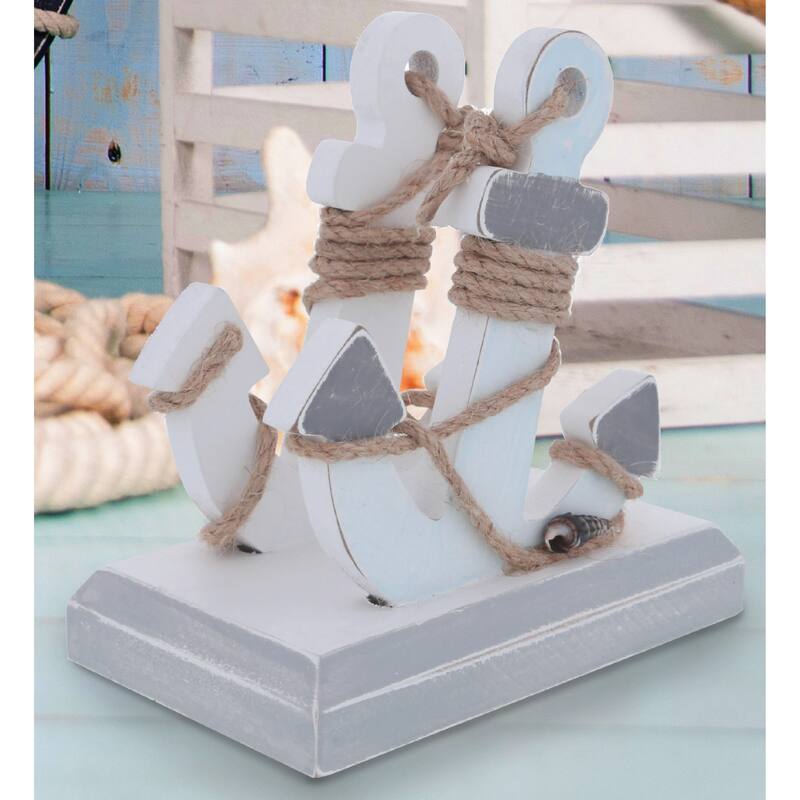 CoTa Global Moonlight Anchor Nautical Wooden Napkin Holder 5 Inch - 4.75 x 3 x 5 inches