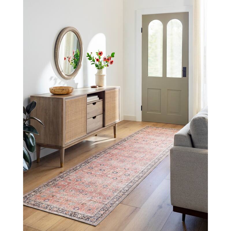 Livabliss Thea Persian Floral Printed Machine Washable Area Rug