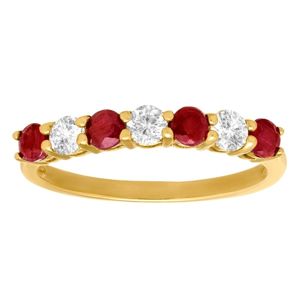 1 1/8 ct Ruby & White Sapphire Ring in 14K Gold - Red