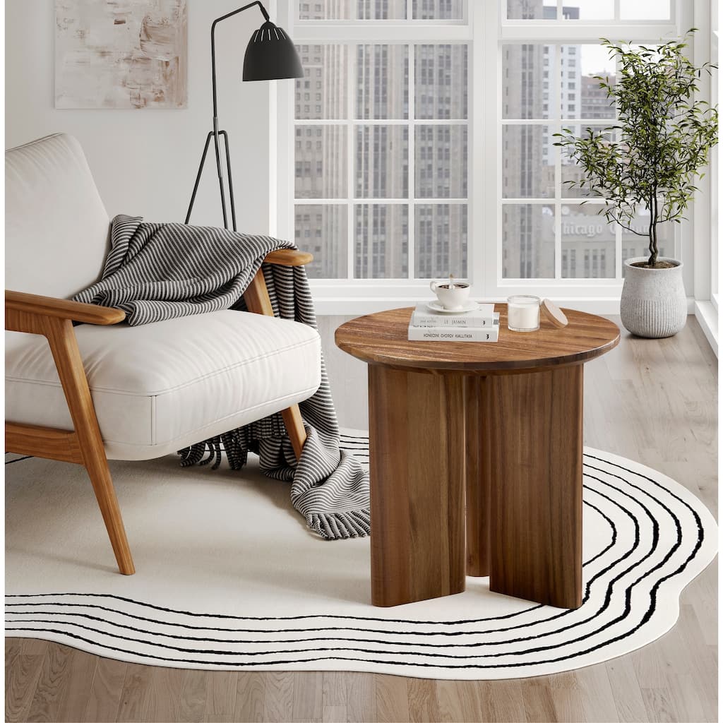 NPD Furniture Petrilio Round Acacia Wood Coffee or Side Table
