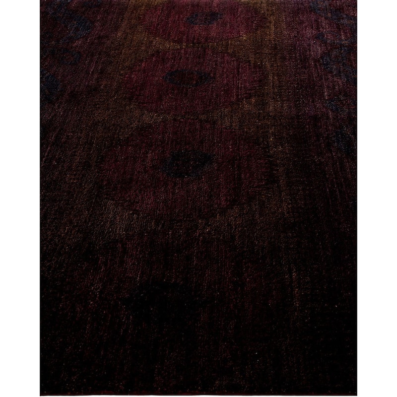 Overton Hand Knotted Wool Vintage Inspired Modern Contemporary Modern Brown Area Rug - 6' 1" x 11' 5"