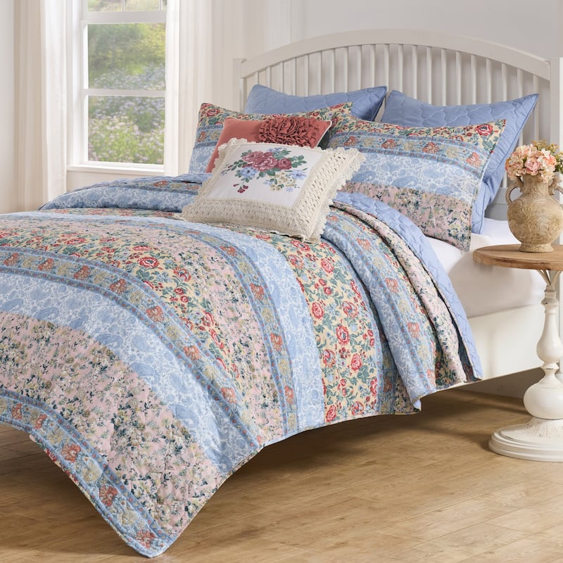 Greenland Home Fashions Kressidea Multi-Floral Quilt Set