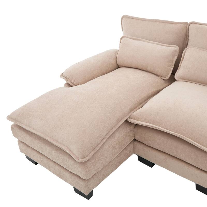 107.87" Modular Chenille Comfy Sectional Cloud Sofa with Double Chaise