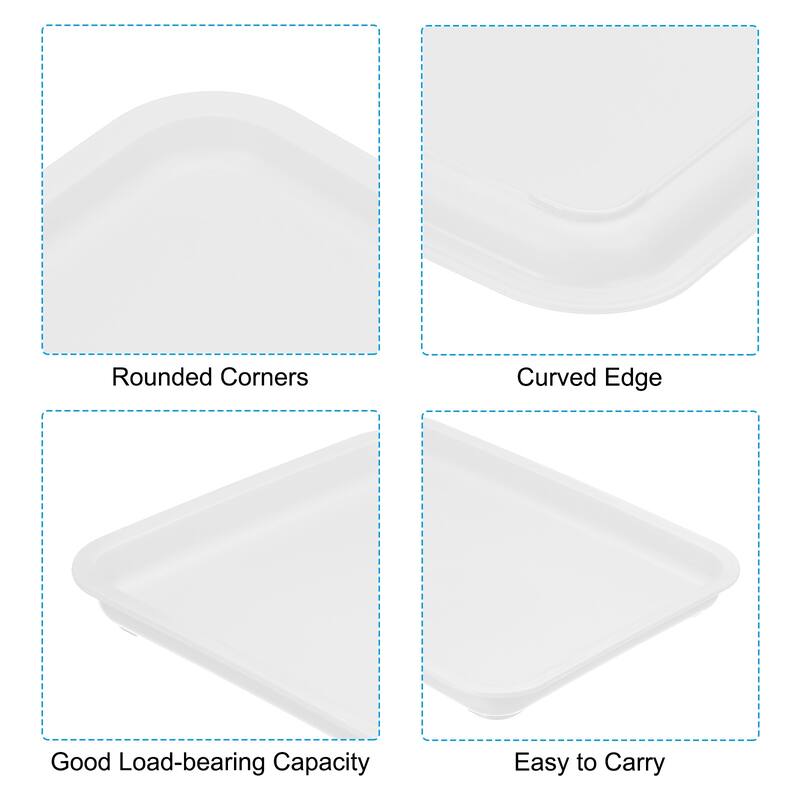 14x10" Fast Food Tray, 2 Pack Plastic Reusable Multi-Purpose Serving Tray White
