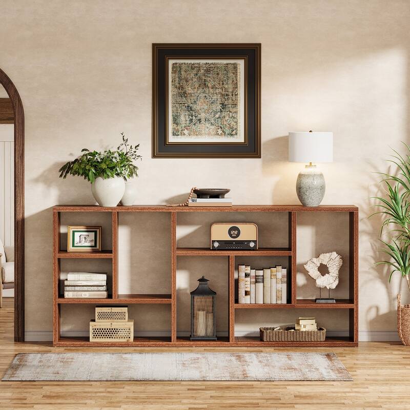 70.9-Inch Console Table with Storage - Brown