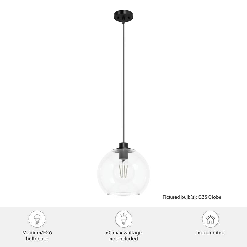 Hunter Xidane 1 Light Clear Glass Pendant or Semi-Flush Light - Kitchen Island, Dining Room, Entry - Glam, Contemporary
