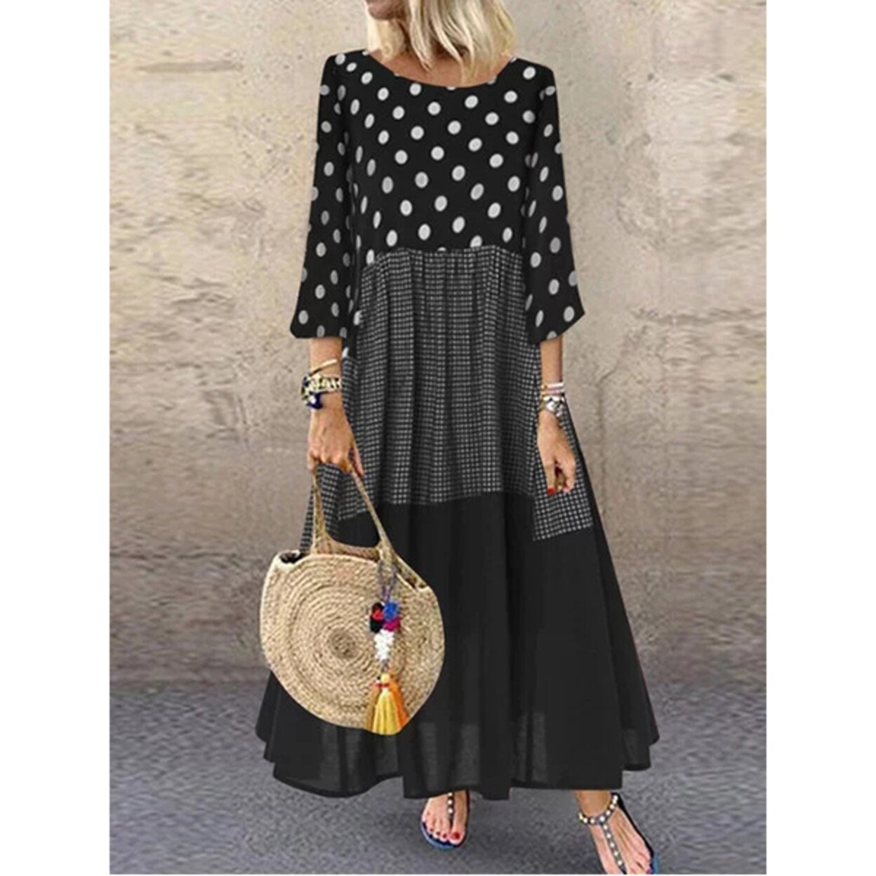 long sleeve patterned dress