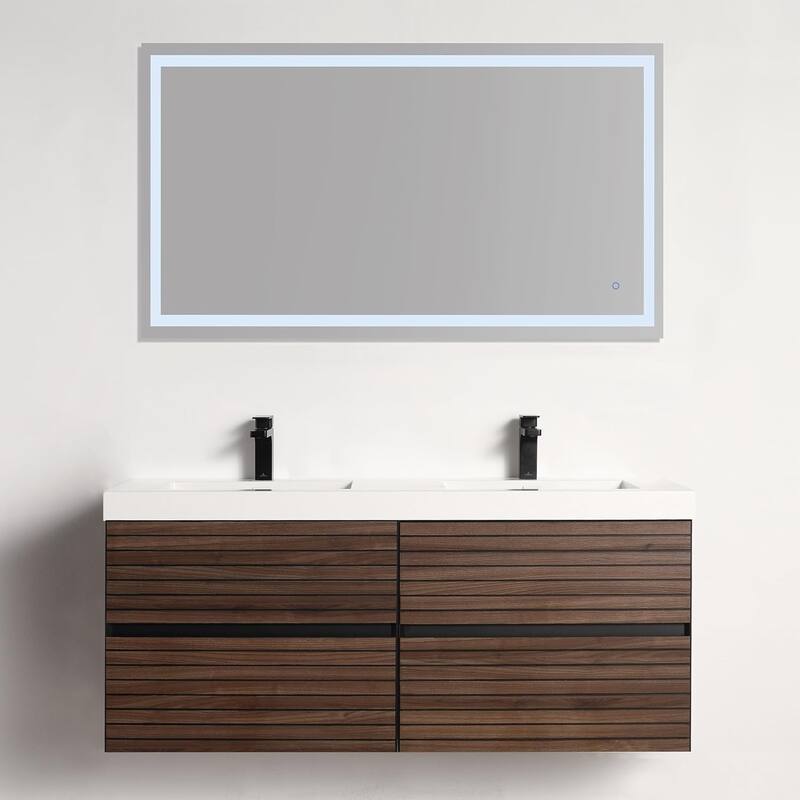 Blossom Annecy 48-Inch Floating Bathroom Vanity with Acrylic Sink - Dark Walnut