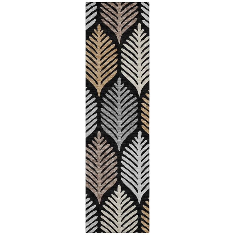 Machine Washable Indoor/ Outdoor Modern Fern Chantille Rug