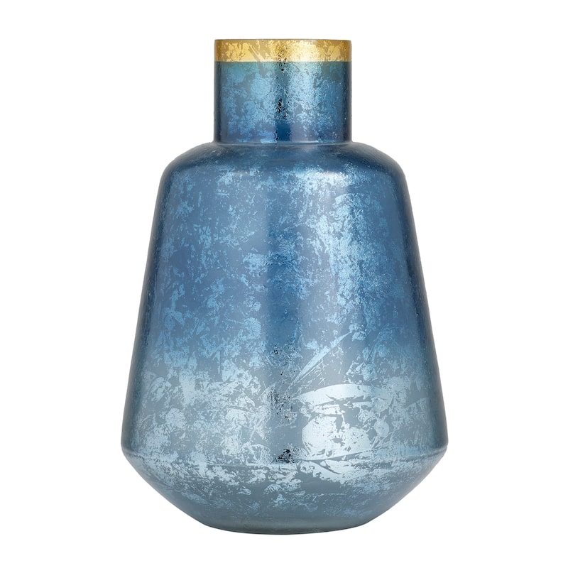 White or Blue Glass Vase with Gold Rim