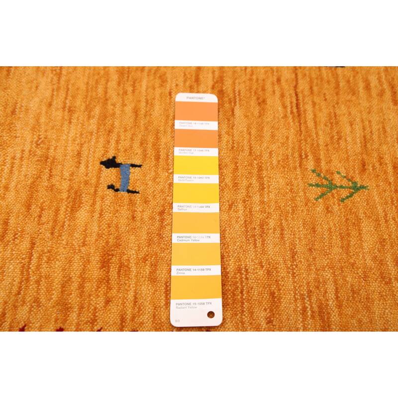 ECARPETGALLERY Hand Loomed Kashkuli Gabbeh Light Orange Wool Rug - 5'0 x 8'2