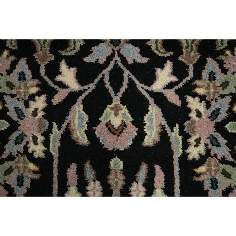 Hand Knotted Oriental 100% Wool Carpet Traditional All-Over Navy Blue & Blues Kashan Runner Rug - 10' 2'' X 2' 6''
