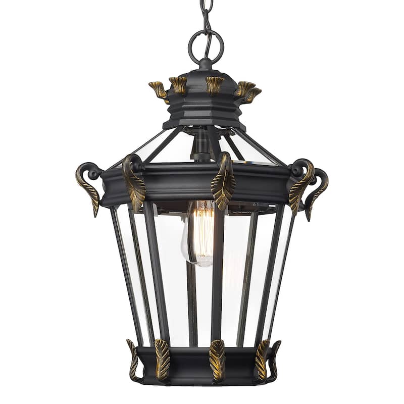 20 Inch Outdoor Pendant Light, Porch Light in Black Finish - Black