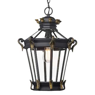 20 Inch Outdoor Pendant Light, Porch Light in Black Finish