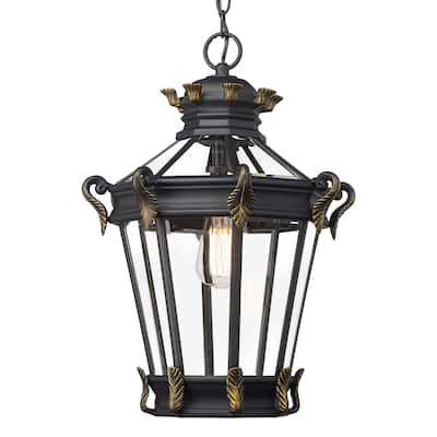 20 Inch Outdoor Pendant Light, Porch Light in Black Finish
