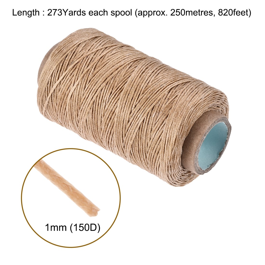0.6mm Polyester Sewing Thread 82 Yards Upholstery Lightly Wax String Khaki