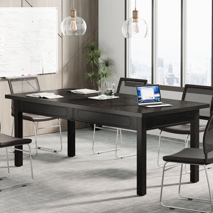 Wood/ Metal Rectangular Conference Table for Home Office