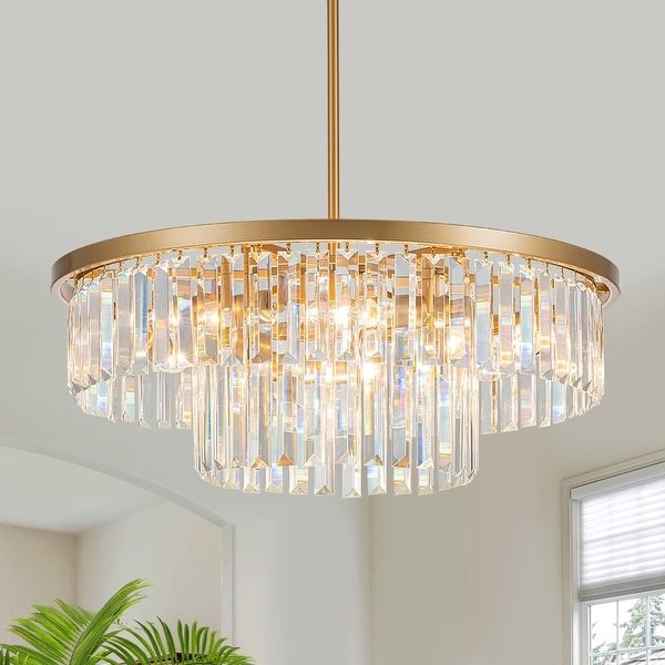 Starsky 6 Light 21in. Modern Crystal Drum Kitchen Island Light Contemporary Tiered Round Chandelier On Sale Bed Bath Beyond 40311878