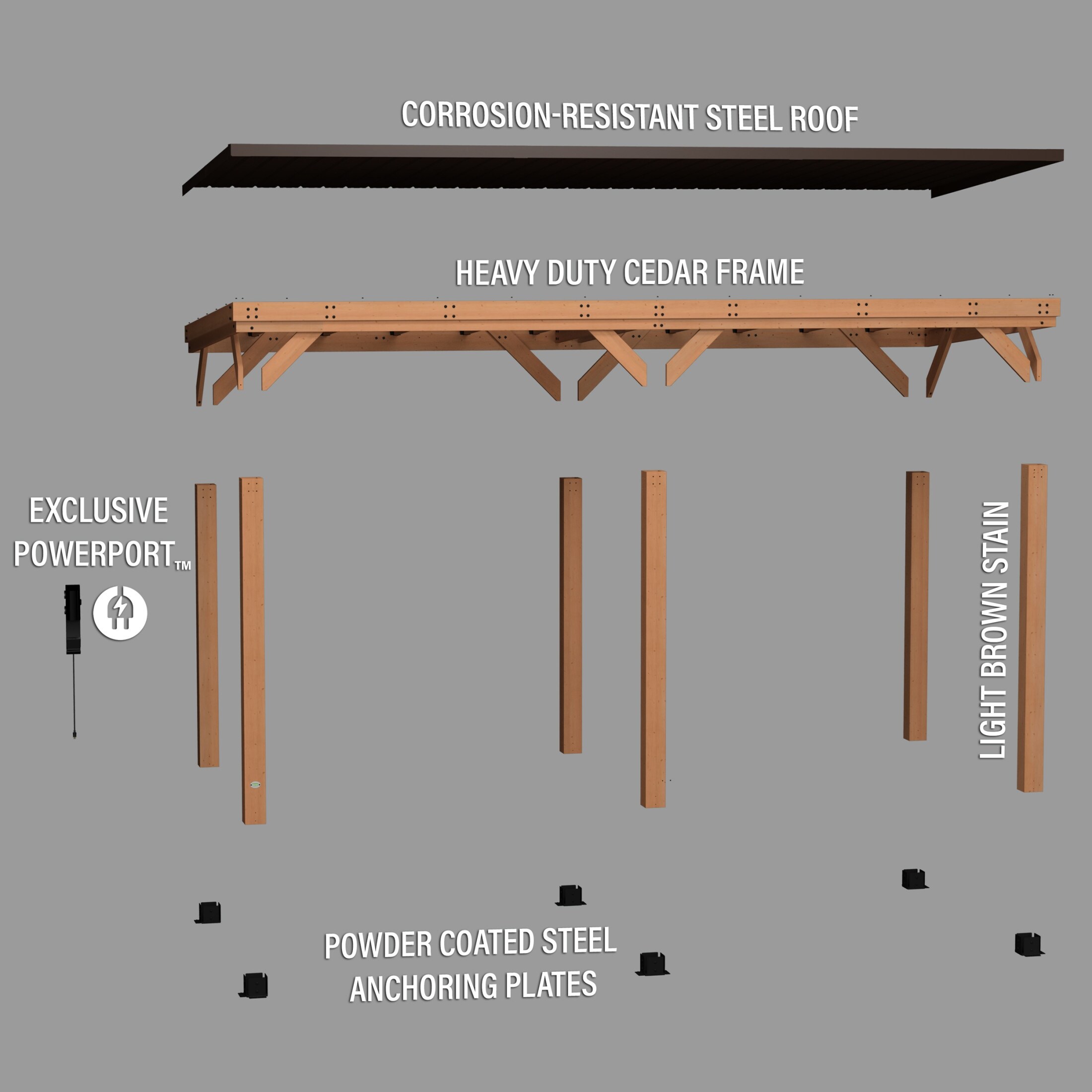 Backyard Discovery Arcadia 20x9.5' Cedar Wood Gazebo with Steel