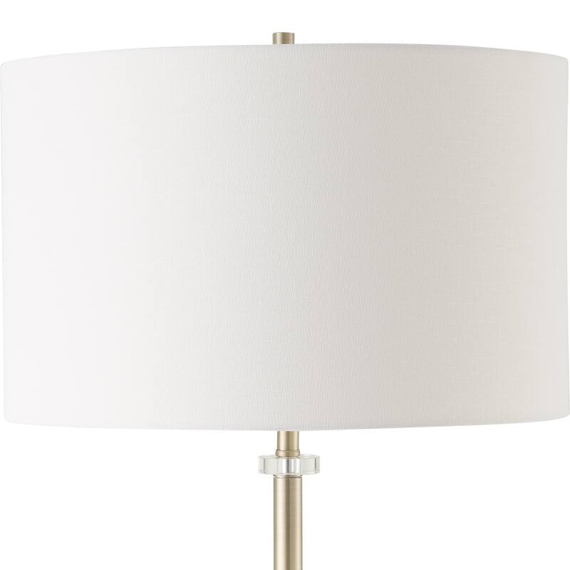 Copper Grove Antique Brass Floor Lamp with Crystal Accent and Linen Shade - 16 x in x 16 x in 63