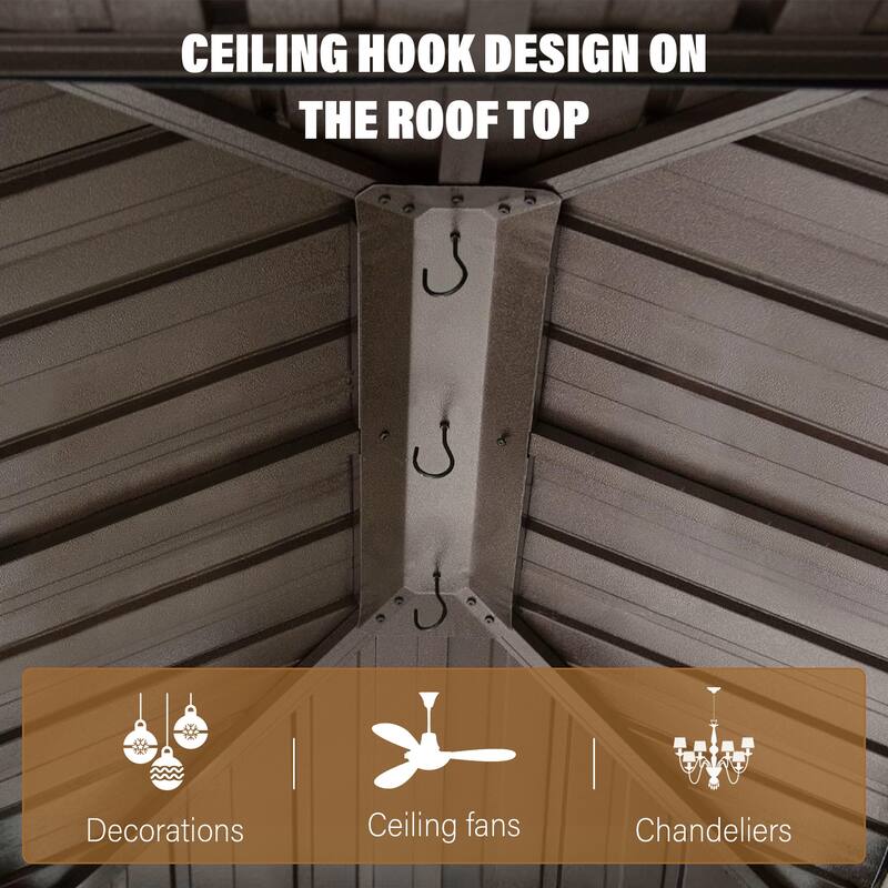 Outdoor Hardtop Gazebo with Galvanized Steel Double Roof