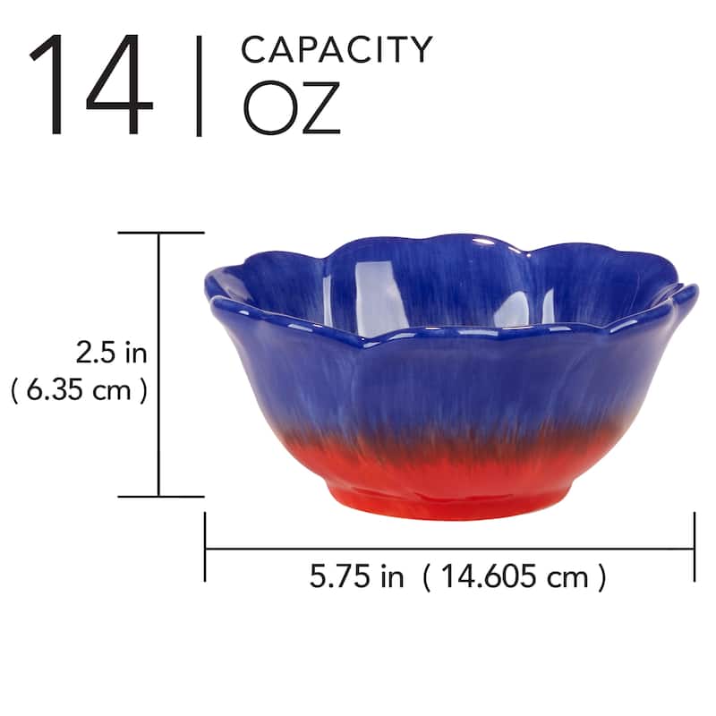 Certified International Poppy 3-D Flower Ice Cream Bowls - 5.75" Diam x 2.5"