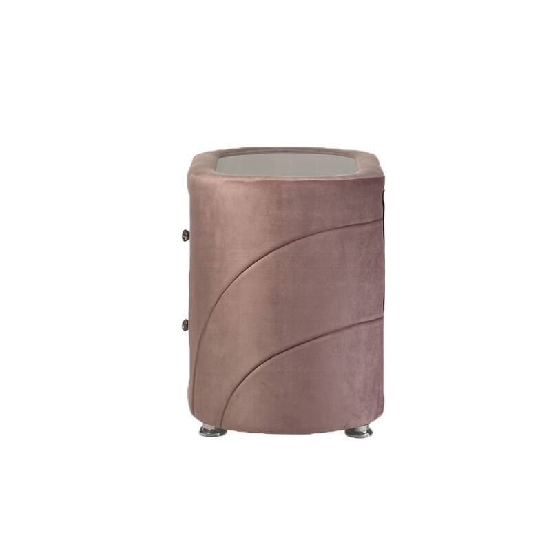 Velvet Upholstered Nightstand with 2 Drawers