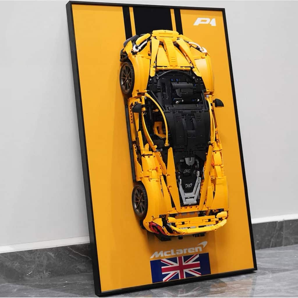 Assembled Building Block Car With Poster Display, Wall Art