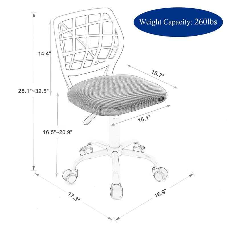 Mesh Ergonomic Swivel Armless Kids Study Chair with Adjustable Height