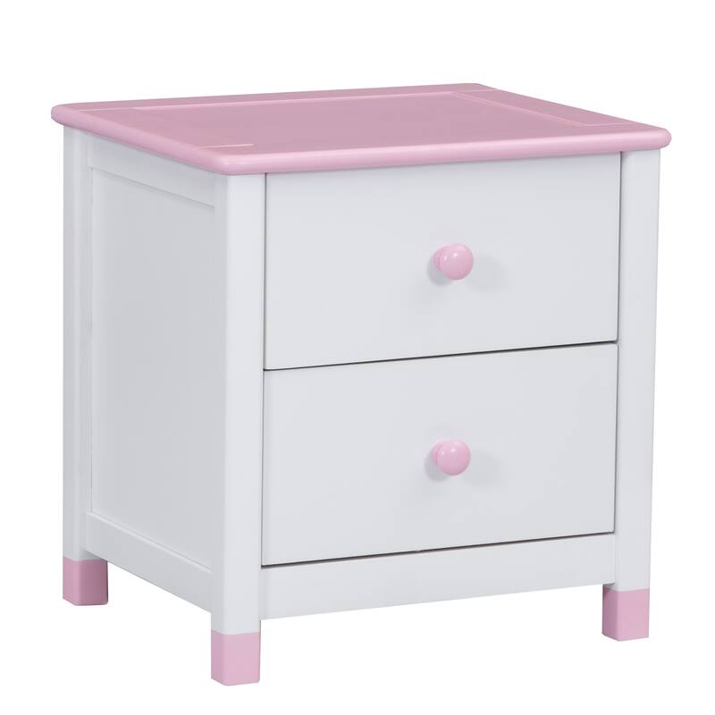 Wooden Nightstand with Two Drawers for Kids,