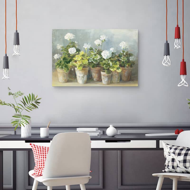 White Geraniums by Danhui Nai Canvas Art Print
