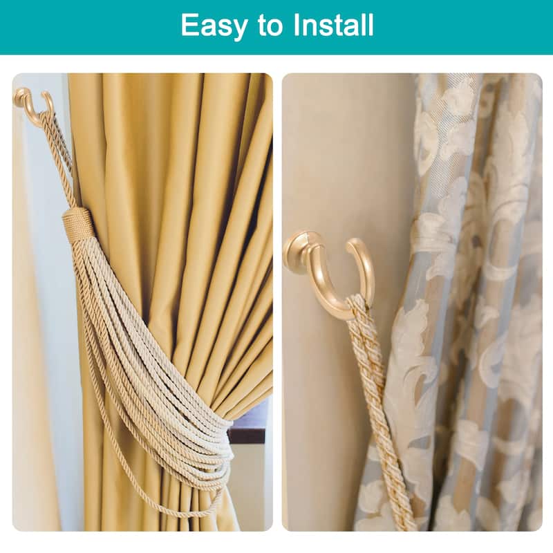 Aluminum Alloy Wall Mounted Curtain Holdback Drapery Tieback Hooks