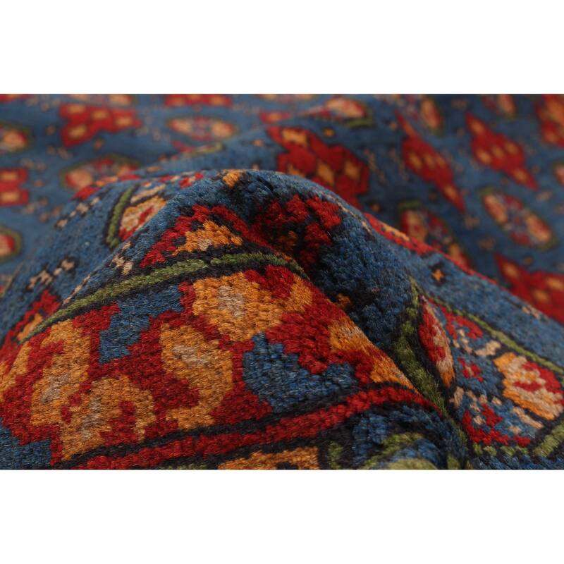 ECARPETGALLERY Hand-knotted Afghan Dark Blue Wool Rug - 4'10 x 6'6