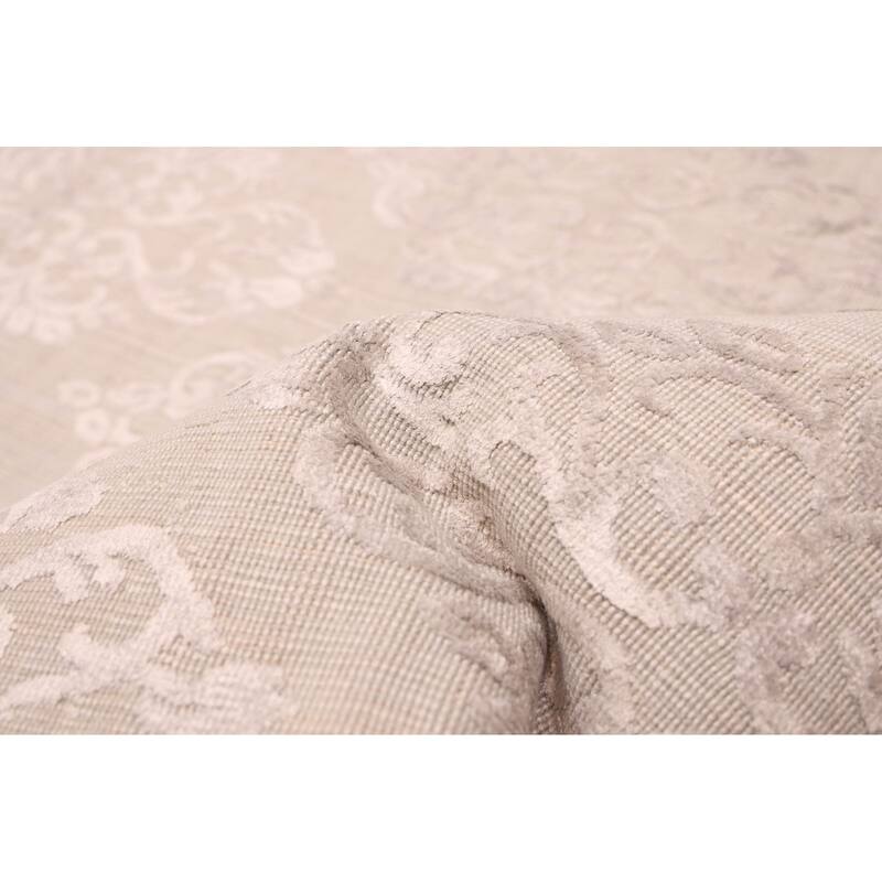 ECARPETGALLERY Hand Loomed Elysian Light Grey Viscose, Wool Rug - 8'0 x 9'10