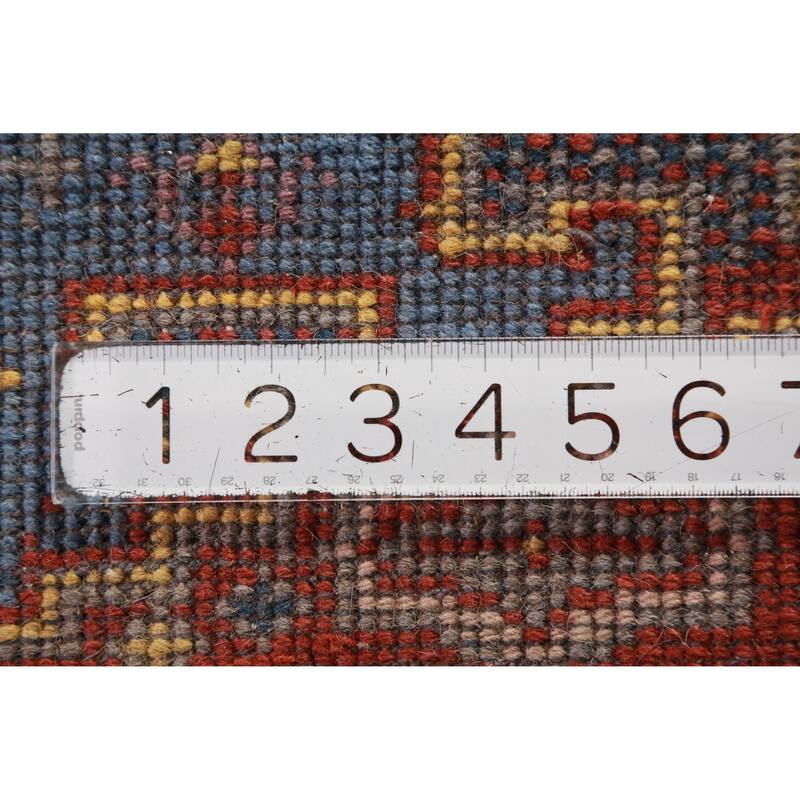 Hand Knotted Oriental 100% Wool Carpet Traditional Geometric Navy Blue & Blues Viss Runner Rug - 10' 0'' X 2' 6''