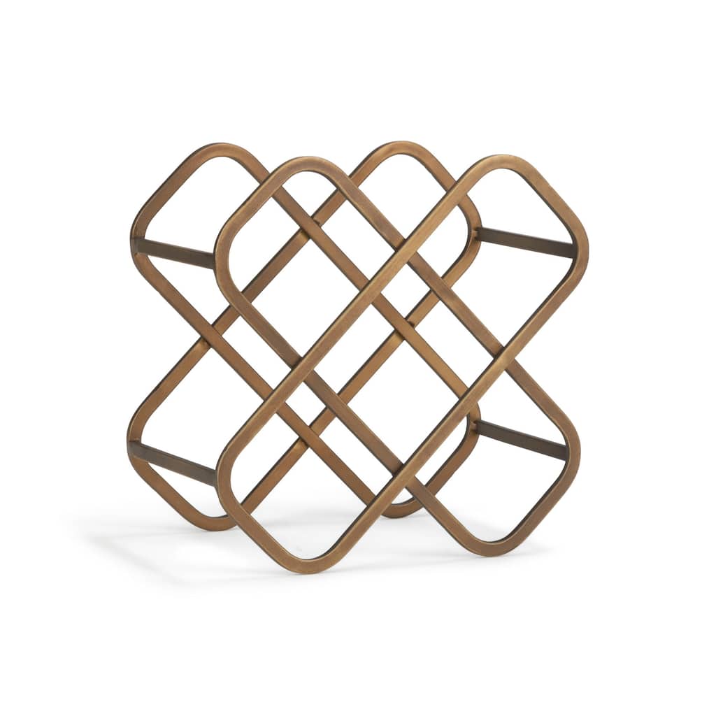5-Bottle Gold Metal Tabletop Wine Bottle Holder